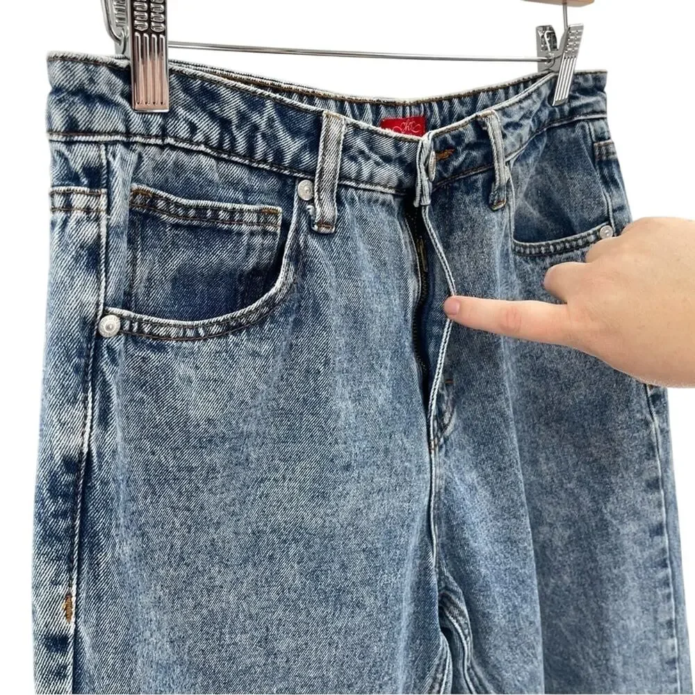 HH Jeans Los Angeles Vintage Style Retro Blue Acid Washed High-Rise Mom Jeans 5